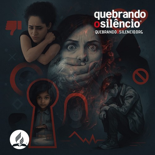 Painel em Lona com o Tema: QUEBRANDO O SILÊNCIO 3x3m